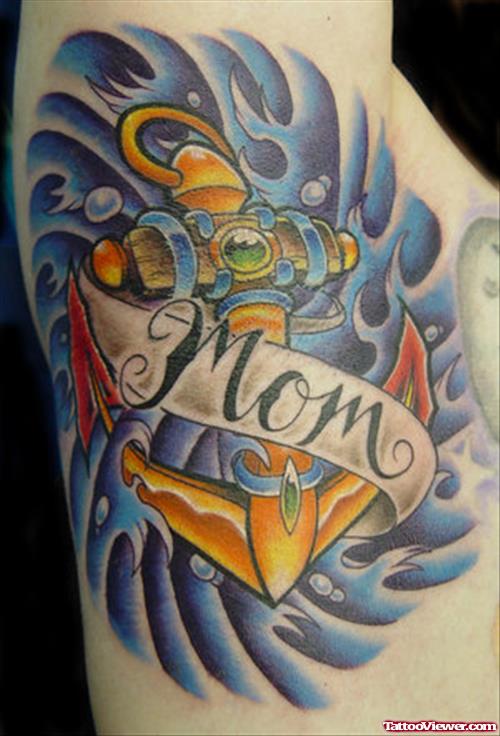 Color Anchor Tattoo With Mom Banner