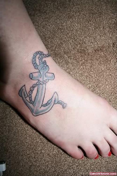Girl Right Foot Anchor Tattoo
