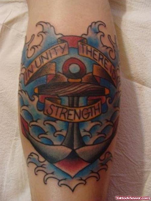Colored Traditional Navy Anchor Tattoo
