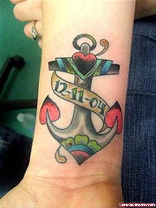 Anchor Tattoo With Memorial Banner