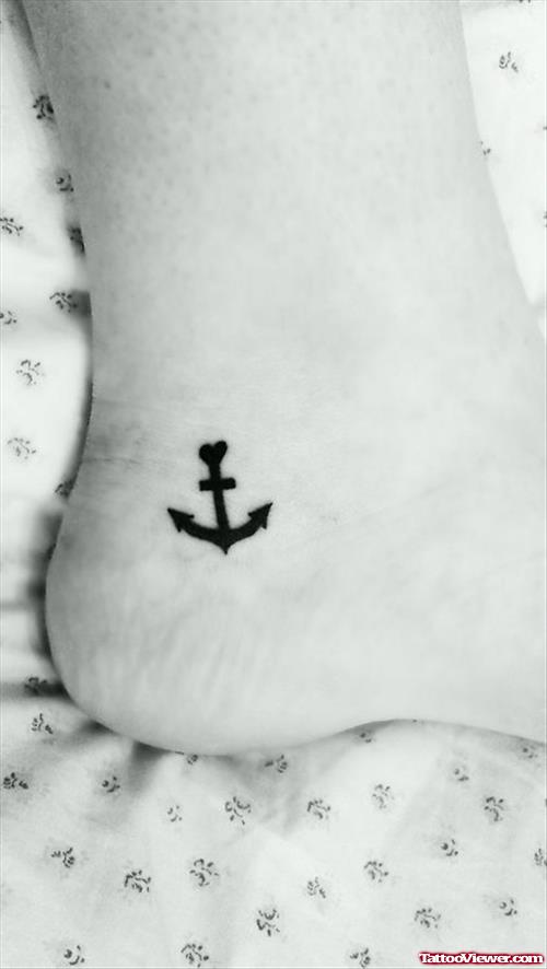 Black Anchor Tattoo On Heel