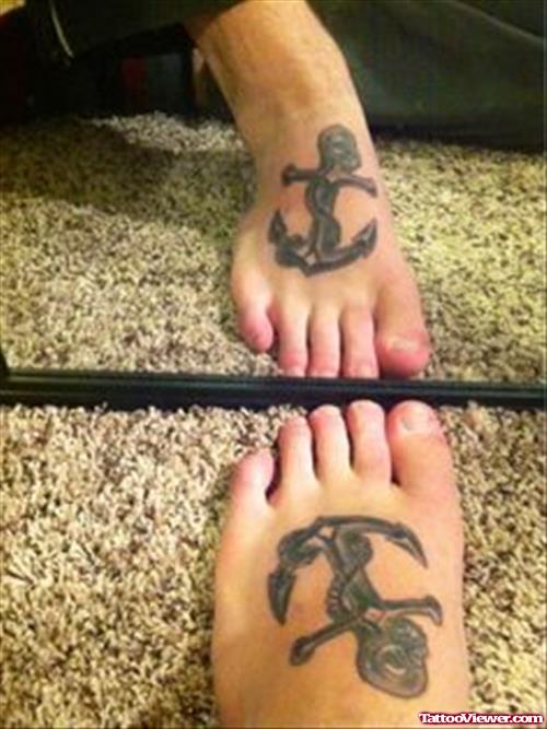Anchor Tattoo On Left Foot