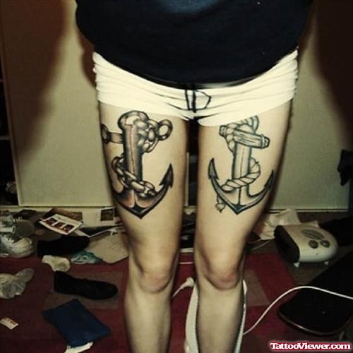 Cool Anchor Tattoos On Thigh