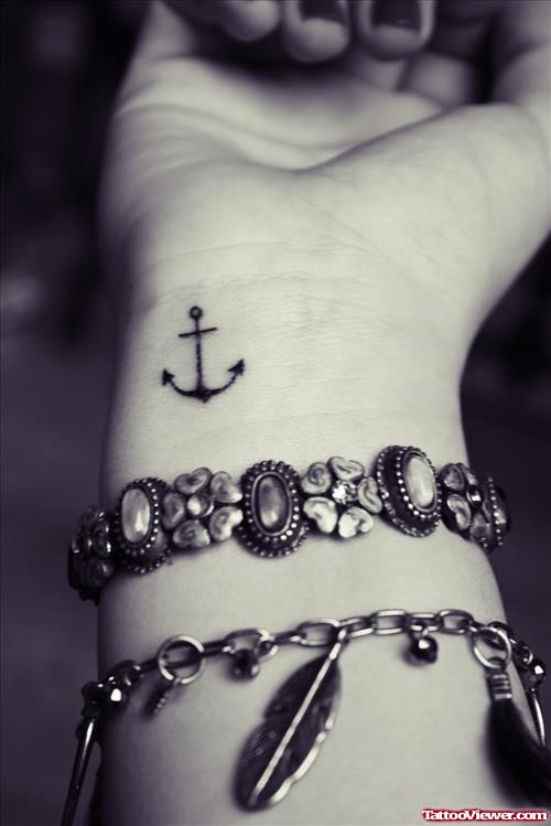 Anchor Tattoo On Girl Wrist