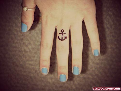 Anchor Tattoo on Girl Finger