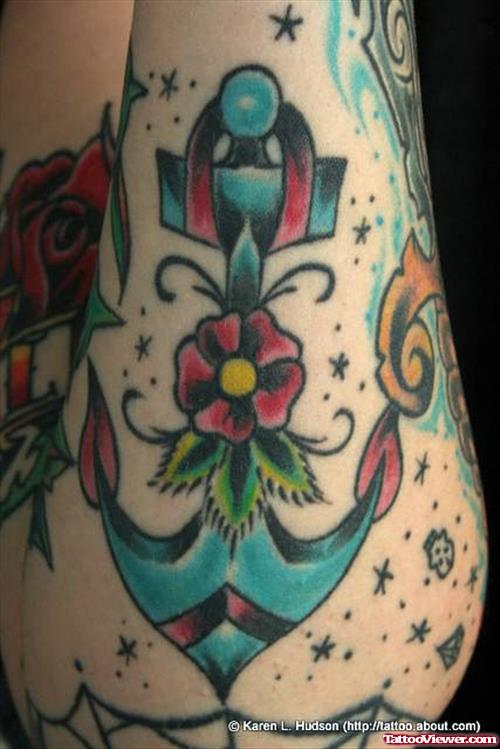 Amzing Anchor Colourful Tattoo