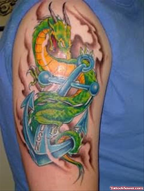 Anchor Tattoo With Dragon