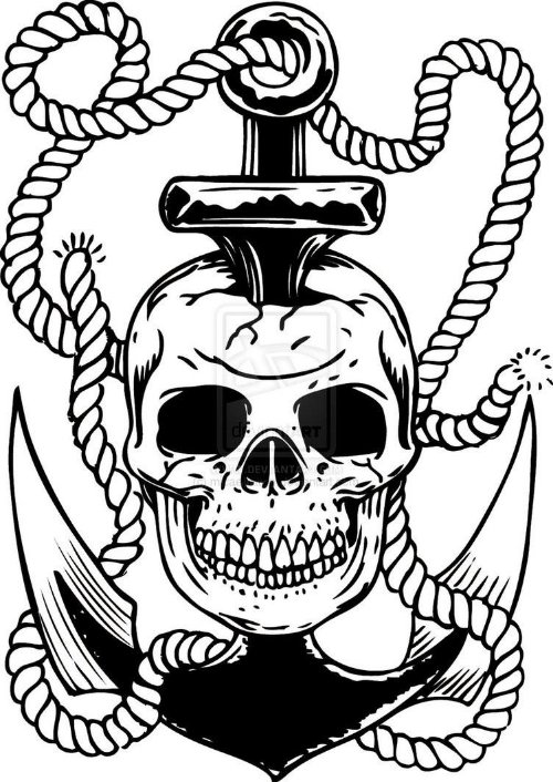 Skull and Anchor Tattoo Design