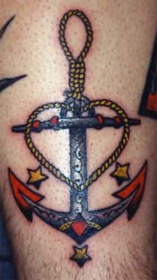 Red Heart Anchor Tattoo