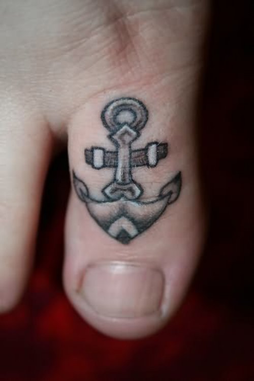 Anchor Tattoo On Big Toe
