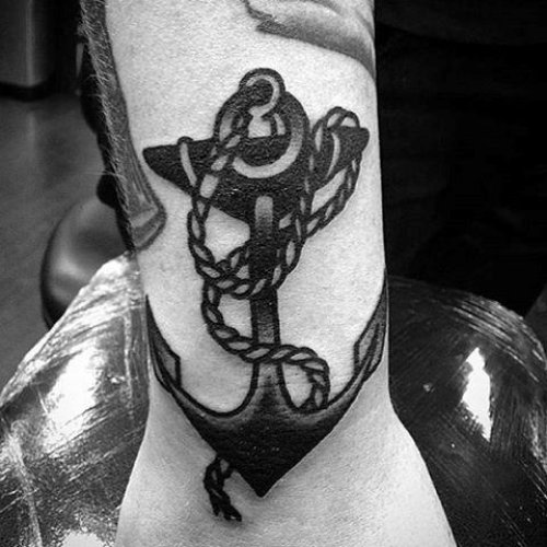 Rope Black Anchor Tattoo On Arm