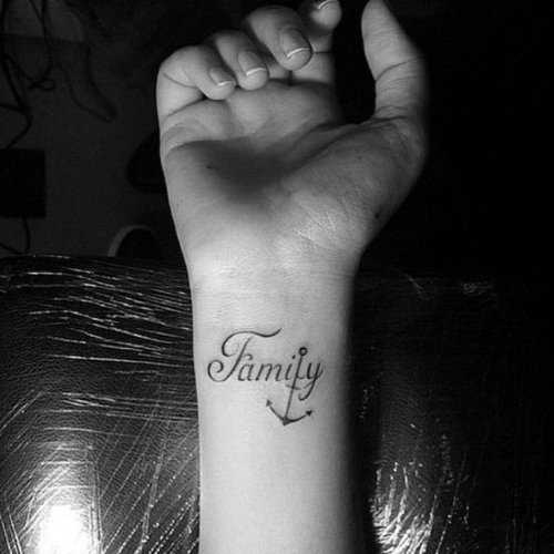 Family Anchor Tattoo On Right Forearm