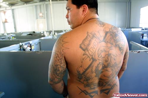 Angel Tattoo On Man Back Body