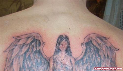 Amazing Upperback Angel Tattoo