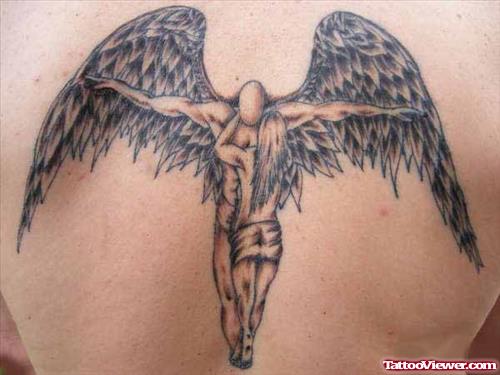 Open Wings Angel Tattoo On Back