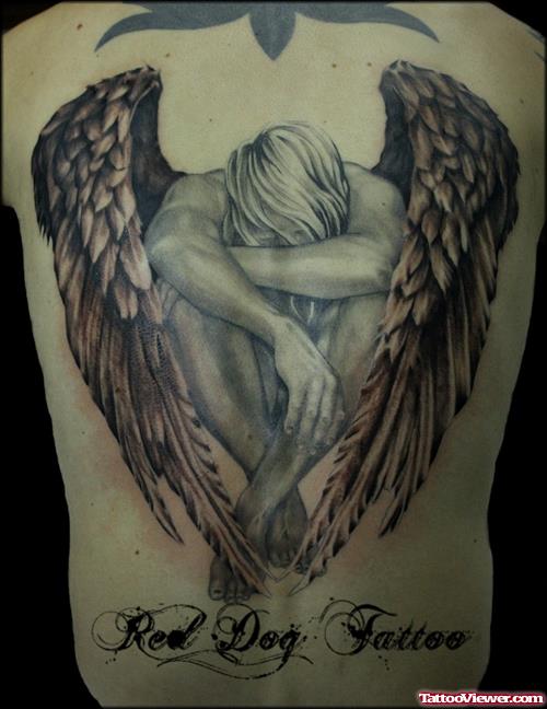 Guardian Angel Tattoo On Back Body