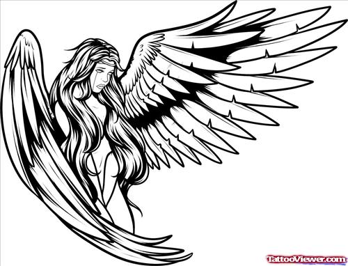 Large Wings Angel Tattoo Design
