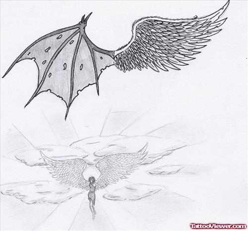 Devil And Angel Wing Tattoo Design