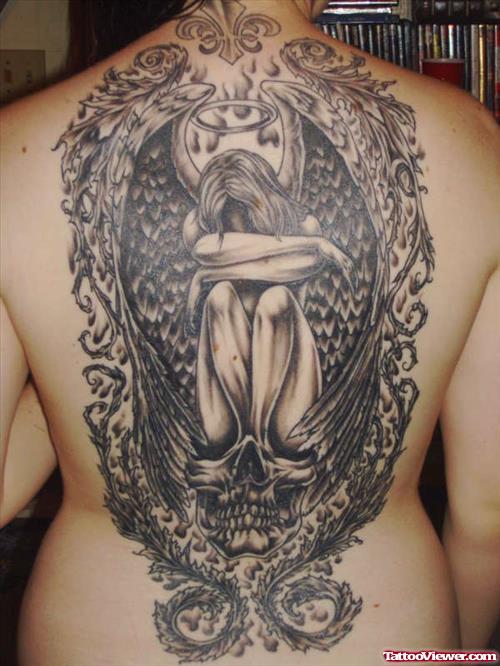 Awesome Fallen Angel Tattoo On Back