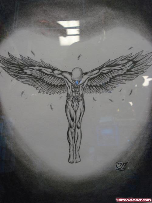 Open Wings Angel Tattoo Design