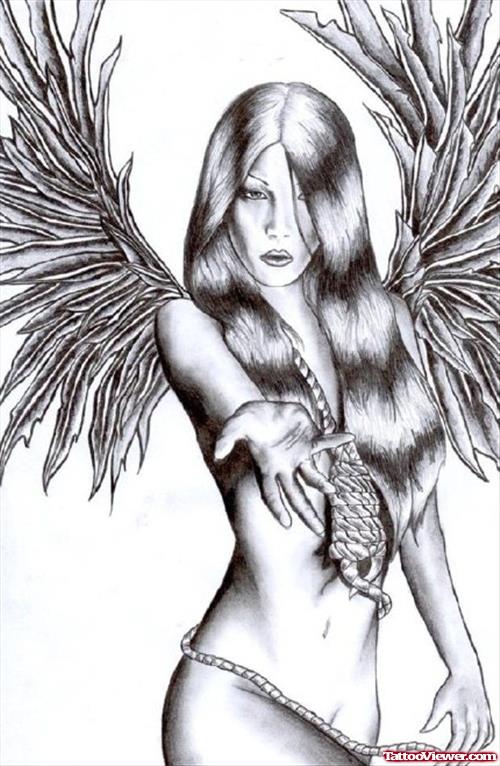 Awesome Angel Girl Tattoo Design