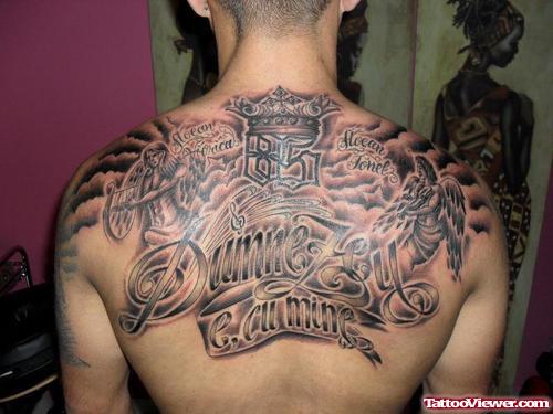 Angel Tattoos On Man Back Body