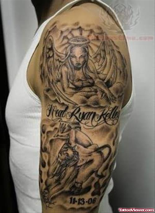 Heal Ryan Kelly - Angel Tattoo On Bicep