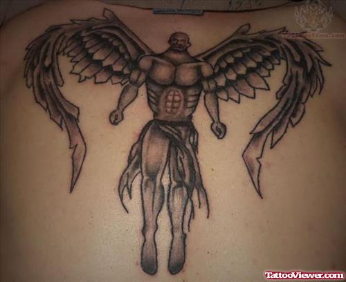 Large Winged Angel Tattoo On Back