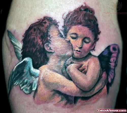 Angel And Fairy Love Tattoo