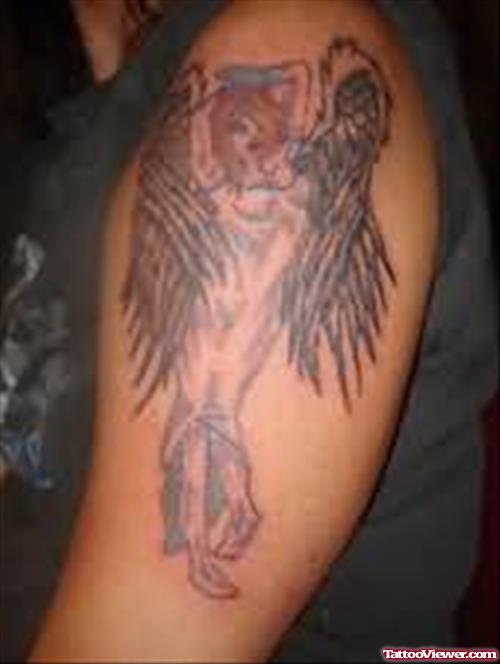 Lion angel Tattoo On Biceps