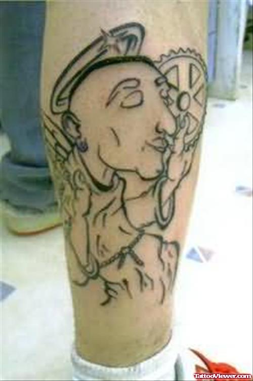 Angel Cartoon Tattoo Design On Leg
