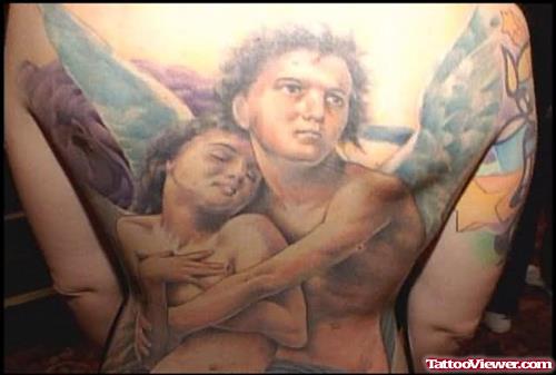Angel Tattoo On Arm & Back