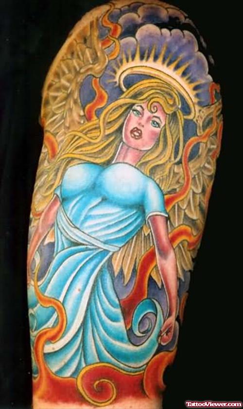 Amazing Colourful Angel Tattoo