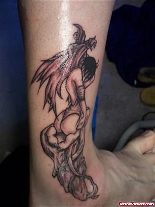 Angel Tattoo On Ankle