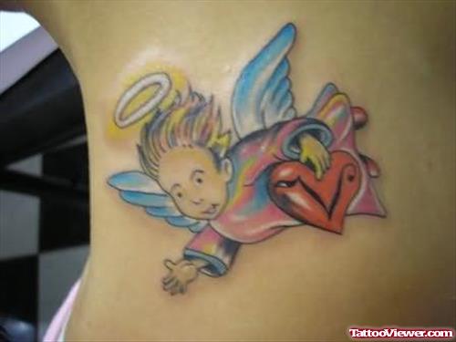 Angel Tattoo Design On Neck