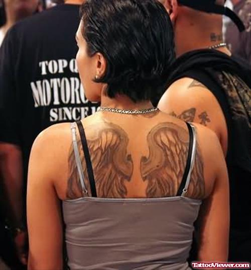 Two Wings Angel Tattoo On Back