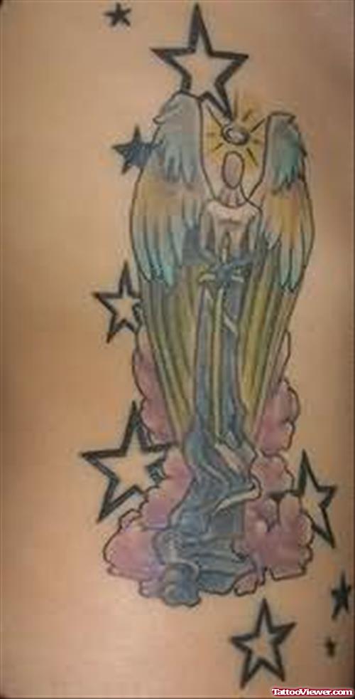 Stars And Angel Tattoo