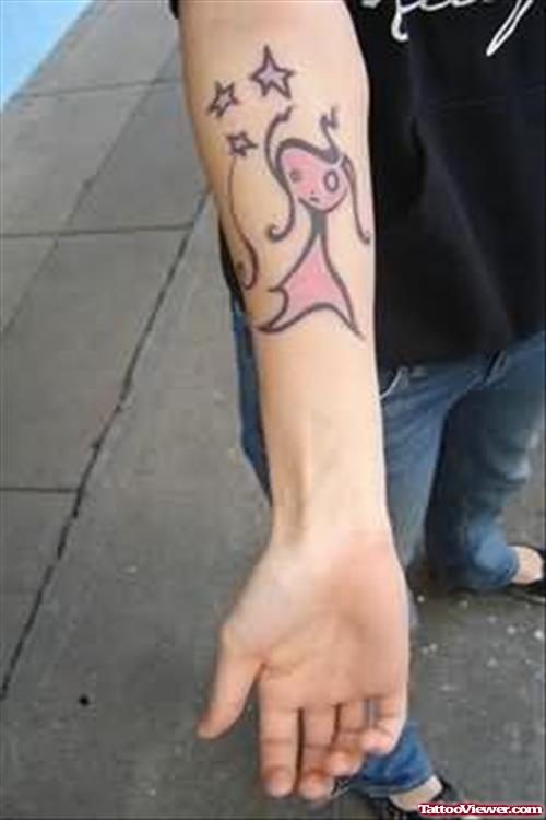 Angel Star Tattoo On Arm