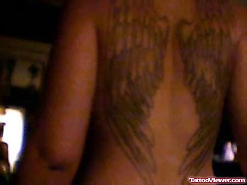 Angel Wings Image Tattoo On Back