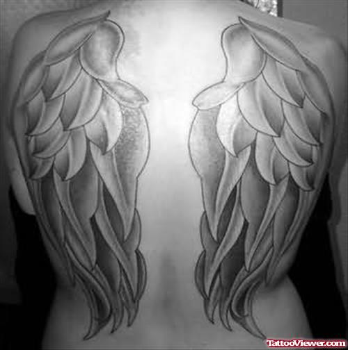 Black & White Angel Wings Tattoo
