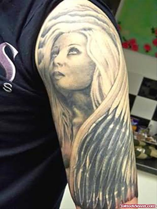 Dark Angel Tattoo On Shoulder