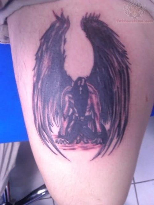 Angel Tattoo On Thigh