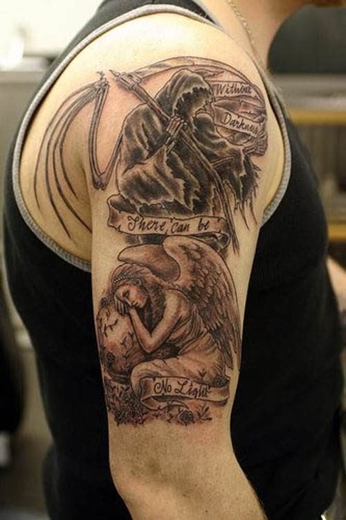 Death Angel Tattoo On Muscles
