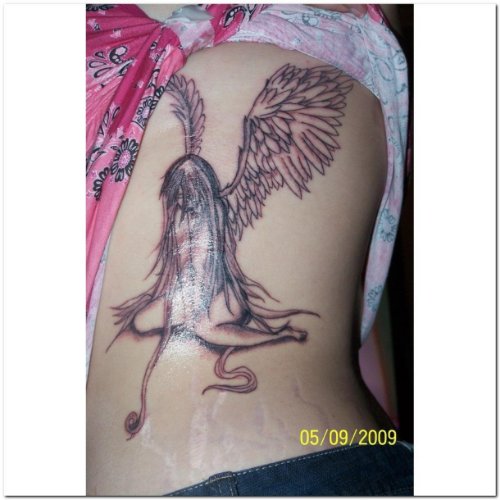 Rib side Angel Tattoo For Girls