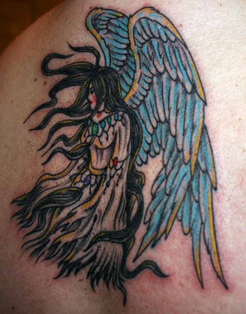 Blue Wings Angel Tattoo