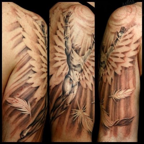 Feather And Angel Tattoo