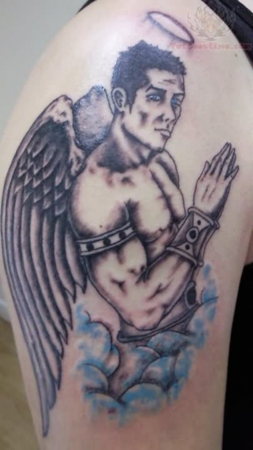 Angel Men Tattoo On Shoulder