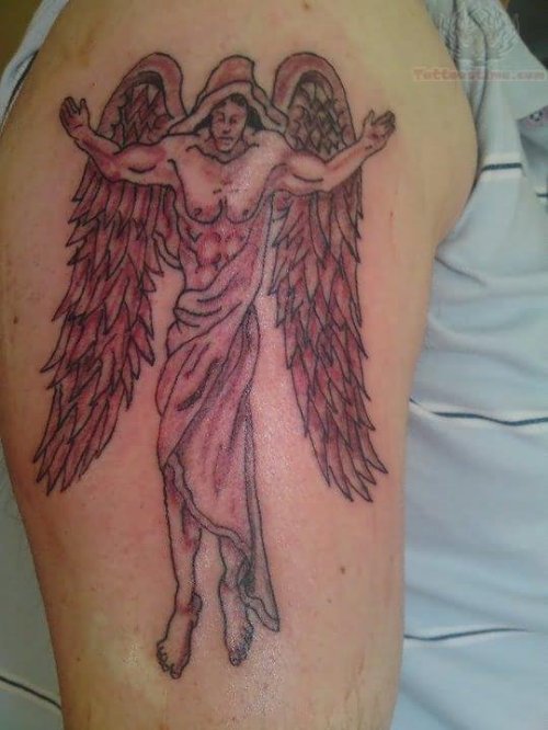 Winged Angel Tattoo On Shoulder