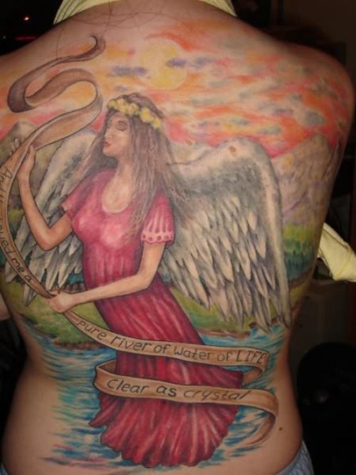 Full Back Angel Tattoo Design
