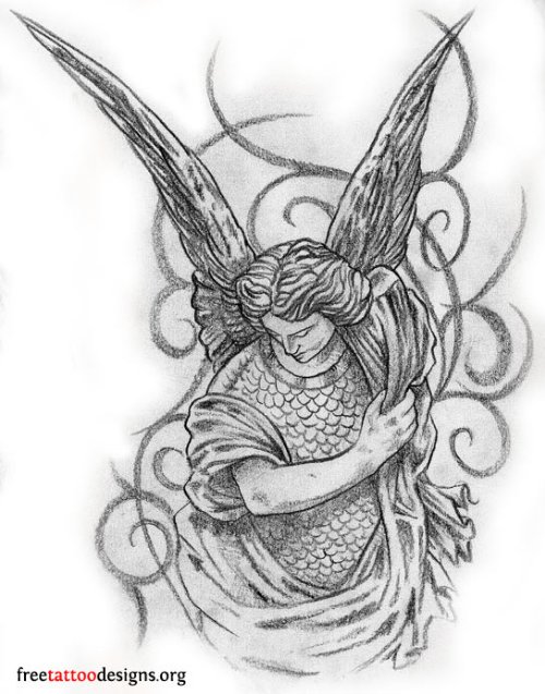 Awesome Male Angel Tattoo Design